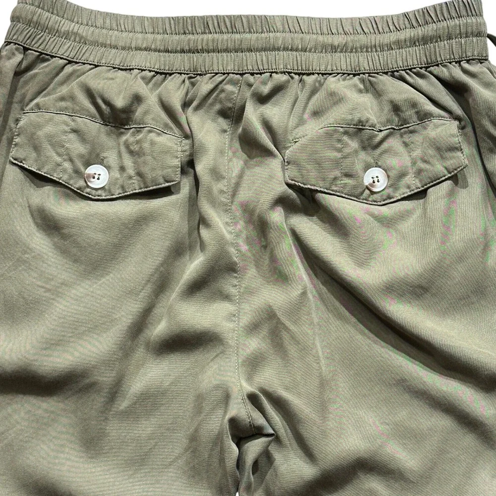 Blue Velvet Cargo Jogger Pants Women Large Olive Green Elastic Waist Drawstring
